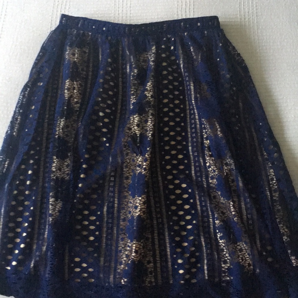 Blue lace a-line skirt